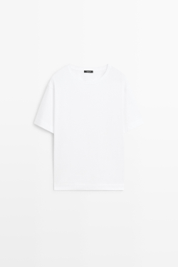 Massimo Dutti Футболка с коротким рукавом из 100% хлопка, белый