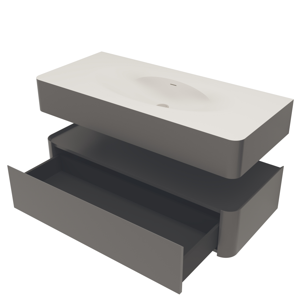 Тумба под раковину Vincea Caprise 1200 подвесная, 1 выкатной ящик soft close, серый матовый