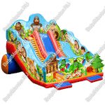 Большой надувной батут-горка "Сказочные богатыри" 13*10*10 м