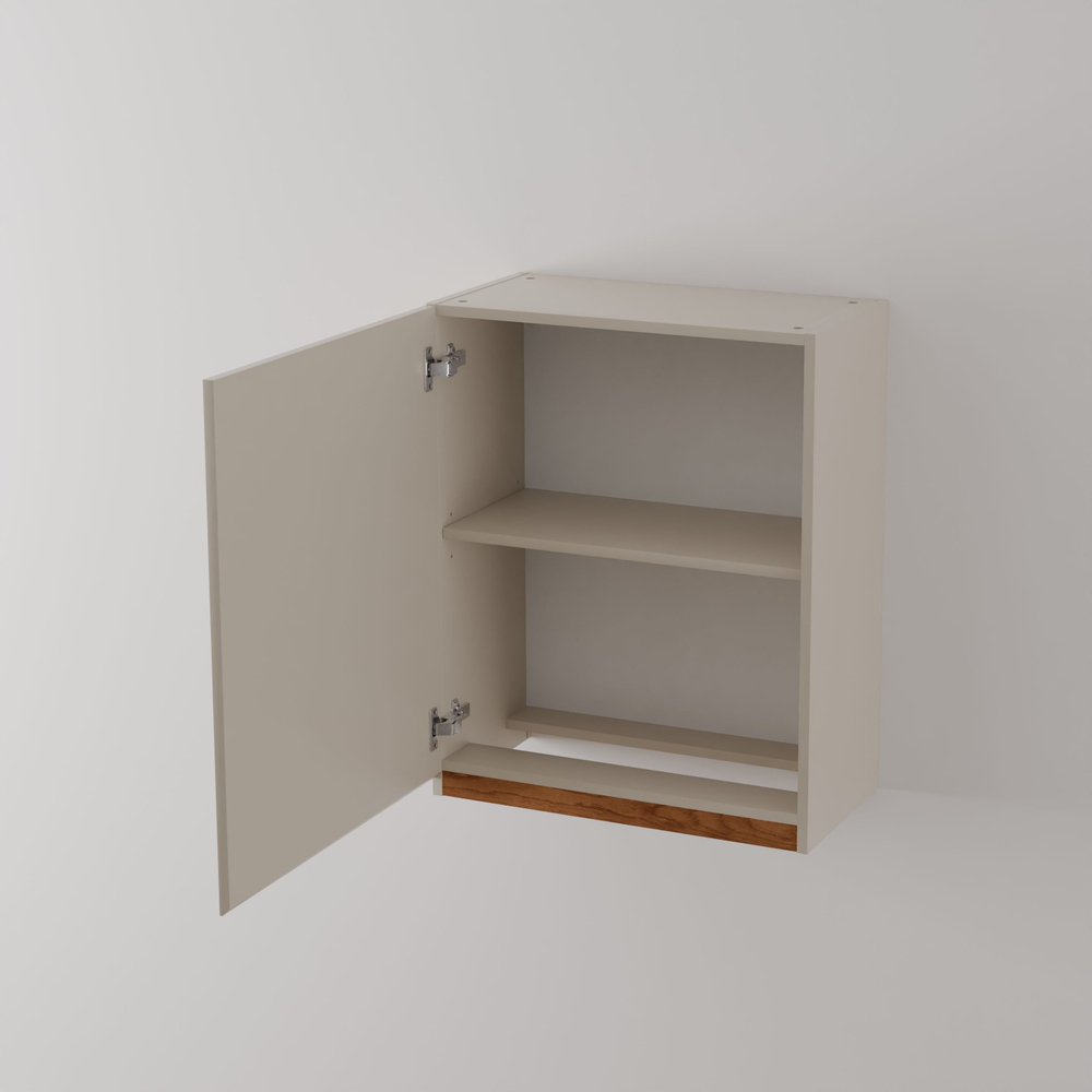 Шкаф кухонный навесной 60х32х75, Виго, для сушки посуды / кухонный модуль с дверцей и полкой / персидский жемчуг, массив дуба, серый, Dipriz