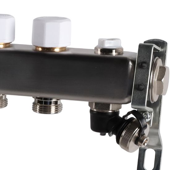 Коллектор Rommer 1"x3/4" на 12 контуров с запорными клапанами (нерж. сталь) RMS-3201-000012