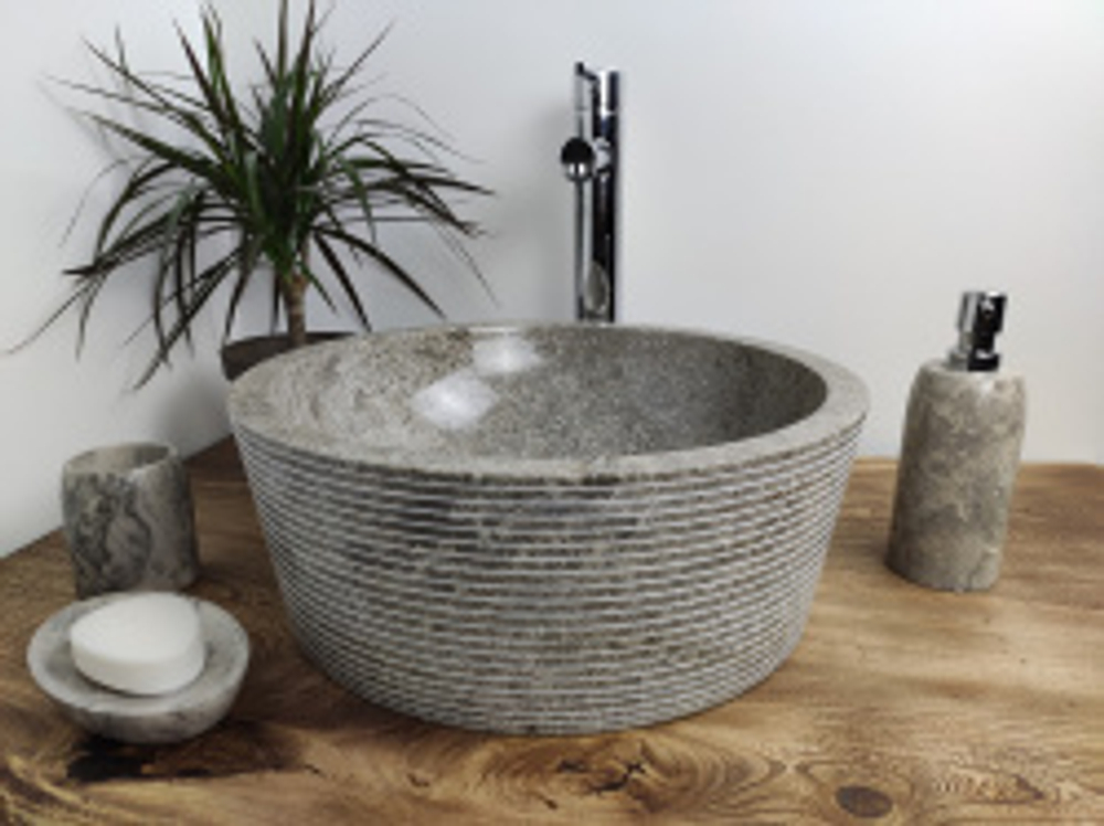 Раковина из мрамора Drum Grey Allur Small  DG-60193 40*40*15