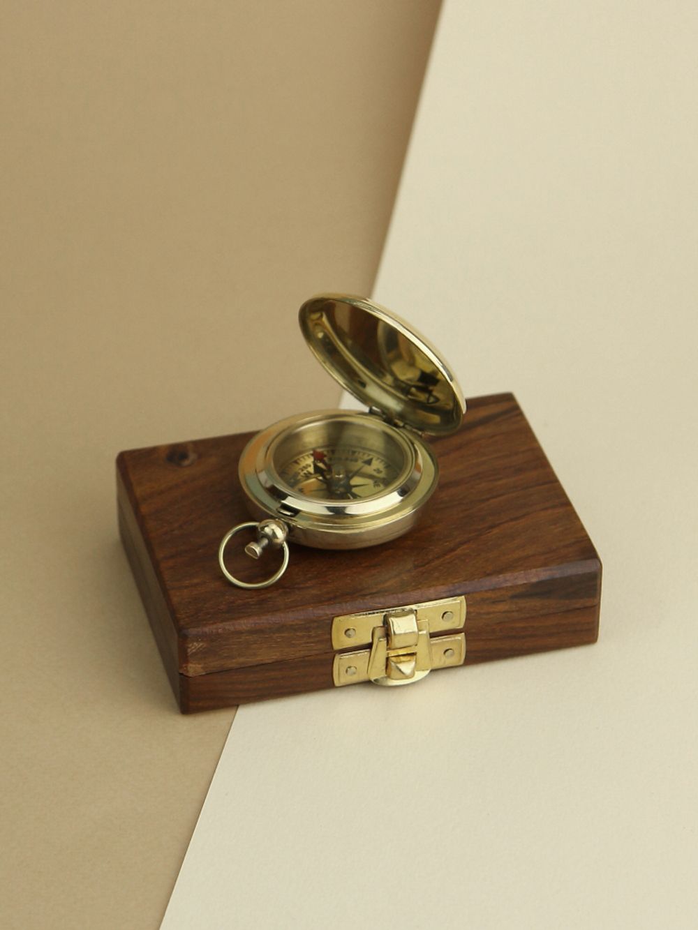 Nautical Карманный компас в деревянном футляре