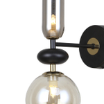 Настенный светильник 2x40Вт G9, металл/стекло, черный/золото, янтарный/дымчатый