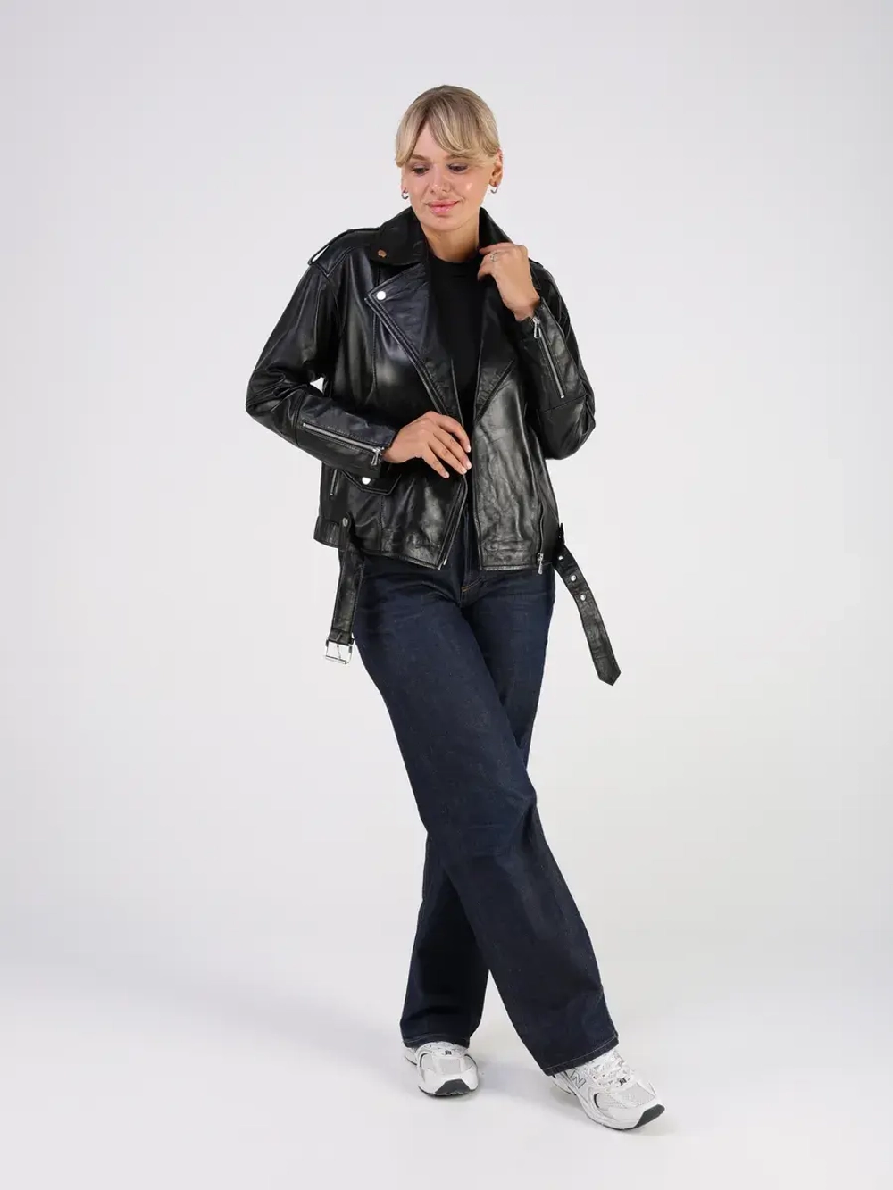 Кожаная куртка демисезонная косуха оверсайз