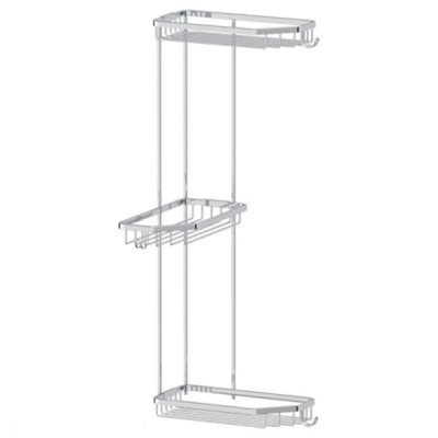 Полочка-решетка с крючками угловая 3-х ярусная 20/20/20 cm (хром) FBS  (RYN 014)