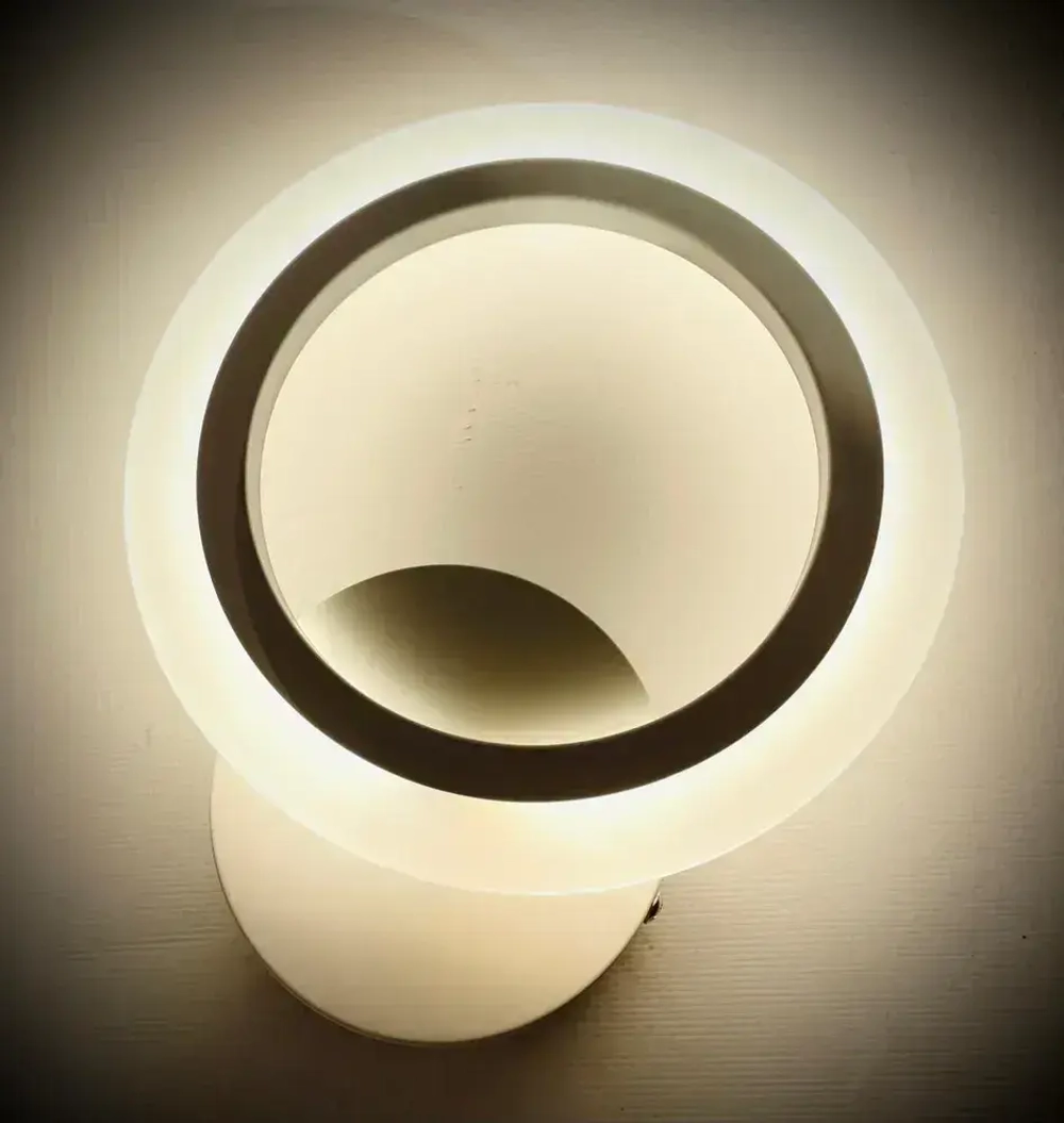 Бра, настенный светодиодный светильник белый, круглый 8449/1 WH, 14Вт 3кв.м. 1601