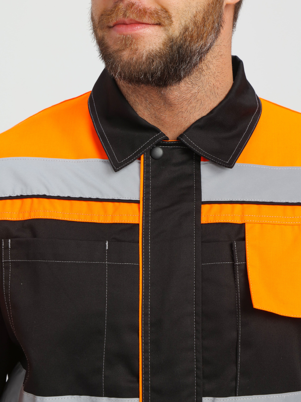 Костюм Вивантек-1 СОП К. (тк.Смесовая МВО,240) брюки, черный/оранжевый