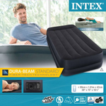INTEX Кровать надувная флок Твин, 99х191х42см, с высоким подголовником, встр.электронасос, 64122NP