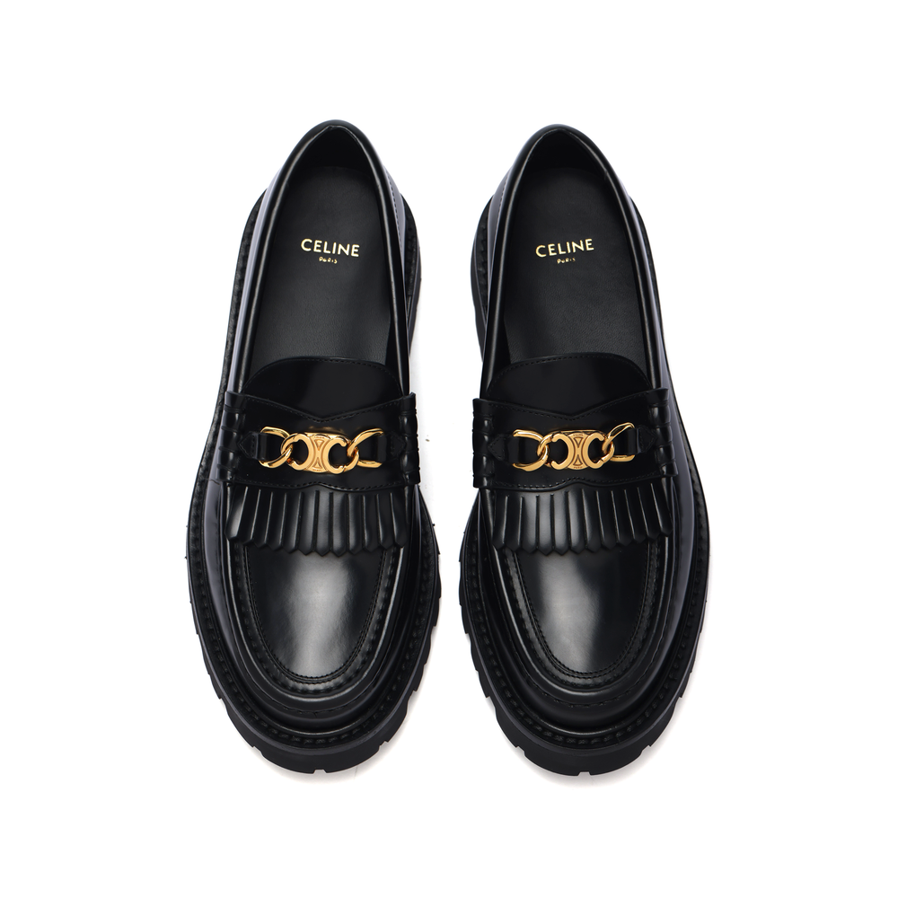 CELINE Cow Split Leather Loafers Women"s Black