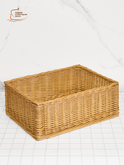 Корзина плетеная из ивовой лозы интерьерная, органайзер для хранения продуктов, кухонных принадлежностей, косметики, длина 40 см ширина 30 см высота 15 см