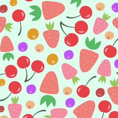 Ягодный принт (клубника, вишня)