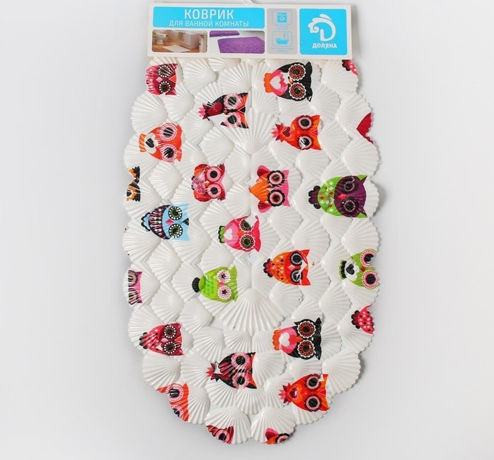 Коврик для ванны 68 × 38 см "Совушки" 3904367