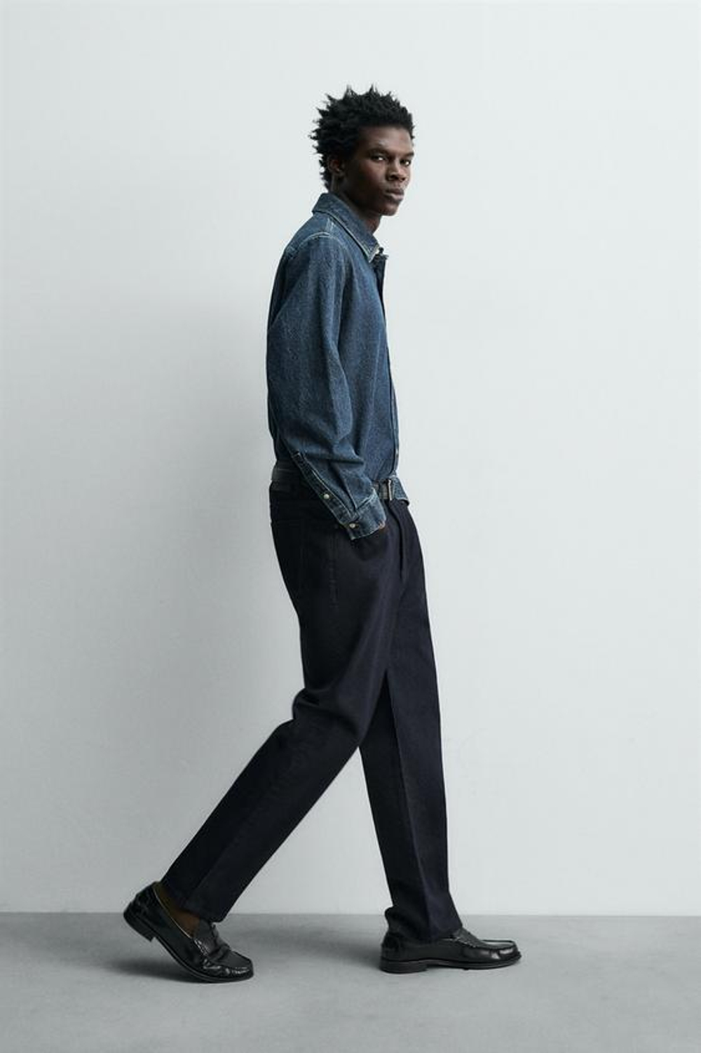 ZARA ДЖИНСЫ STRAIGHT FIT ХЛОПОК — ШЕРСТЬ, СИНИЙ