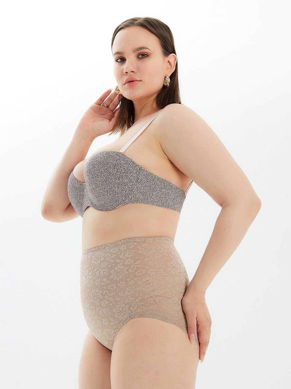 Высокие утягивающие трусы с цветочным рисунком (Размер: 2X) (Цвет: черный)