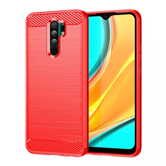 Мягкий красный чехол в стиле карбон на Xiaomi Redmi 9, серии Carbon от Caseport