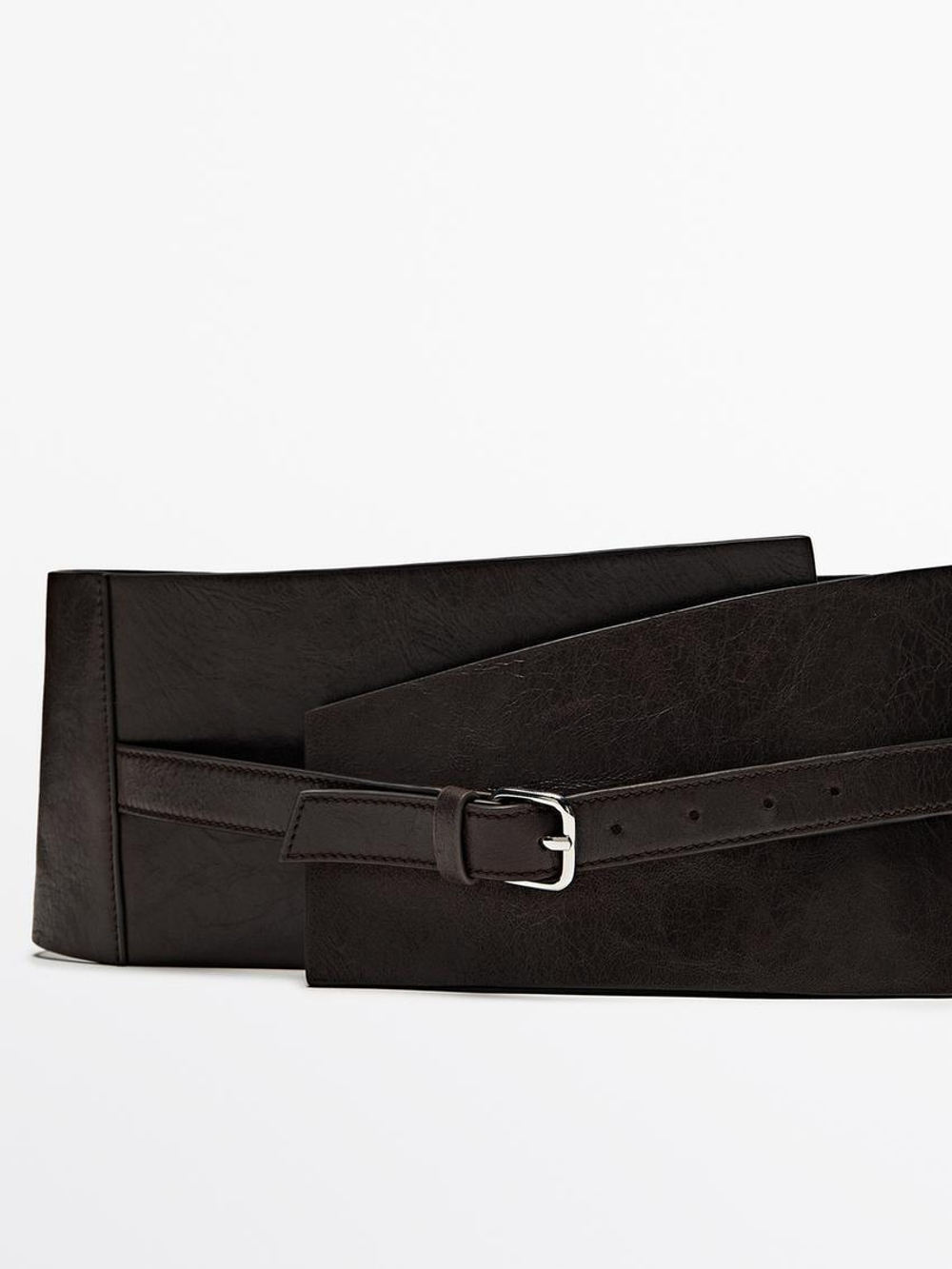 Massimo Dutti Ремень-пояс из кожи наппа, коричневый