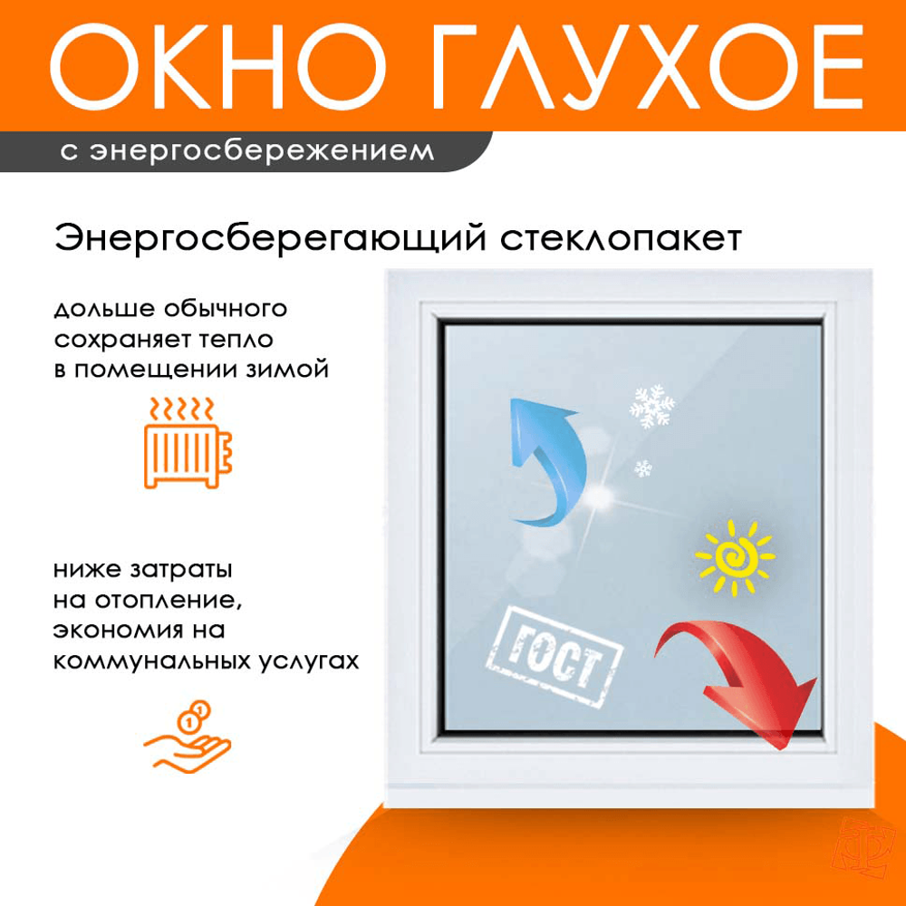 Пластиковое окно 800 х 800 ТермА Эко с глухой створкой