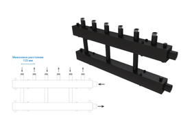 Распределительный коллектор 8 отопительных контуров Askon 32М/125/40/8D