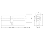 Цилиндровый механизм (AZ202/60) AZ2002Knob60 (25+10+25) CP хром
