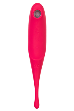 Точечный вибратор с вакуумной стимуляцией Satisfyer Twirling Pro, силикон, красный 20 см