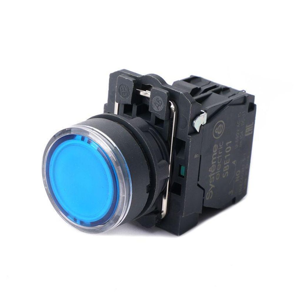 Кнопка модульная SB5 с подсветкой в сборе 22мм пластик 230-240ВAC 1НО син. SE SB5AW36M1 Кнопка модульная SB5 с подсветкой в сборе 22мм пластик 230-240ВAC 1НО син. SE SB5AW36M1