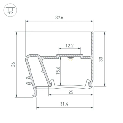 Профиль STRETCH-S-30-WALL-SIDE-2000 (STEP) (Arlight, Алюминий) 040702