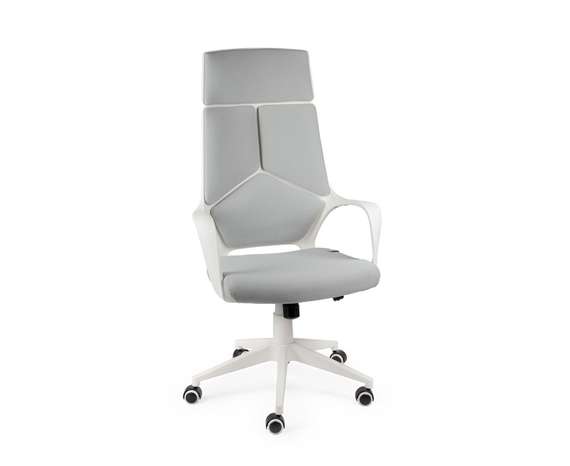 Кресло офисное  IQ  (white+grey) белый пластик  серая ткань