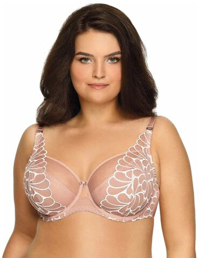 Бюстгальтер на косточках с мягкой чашкой и молочной контрастной отделкой (Размер: 80D) (Цвет: бежевый)