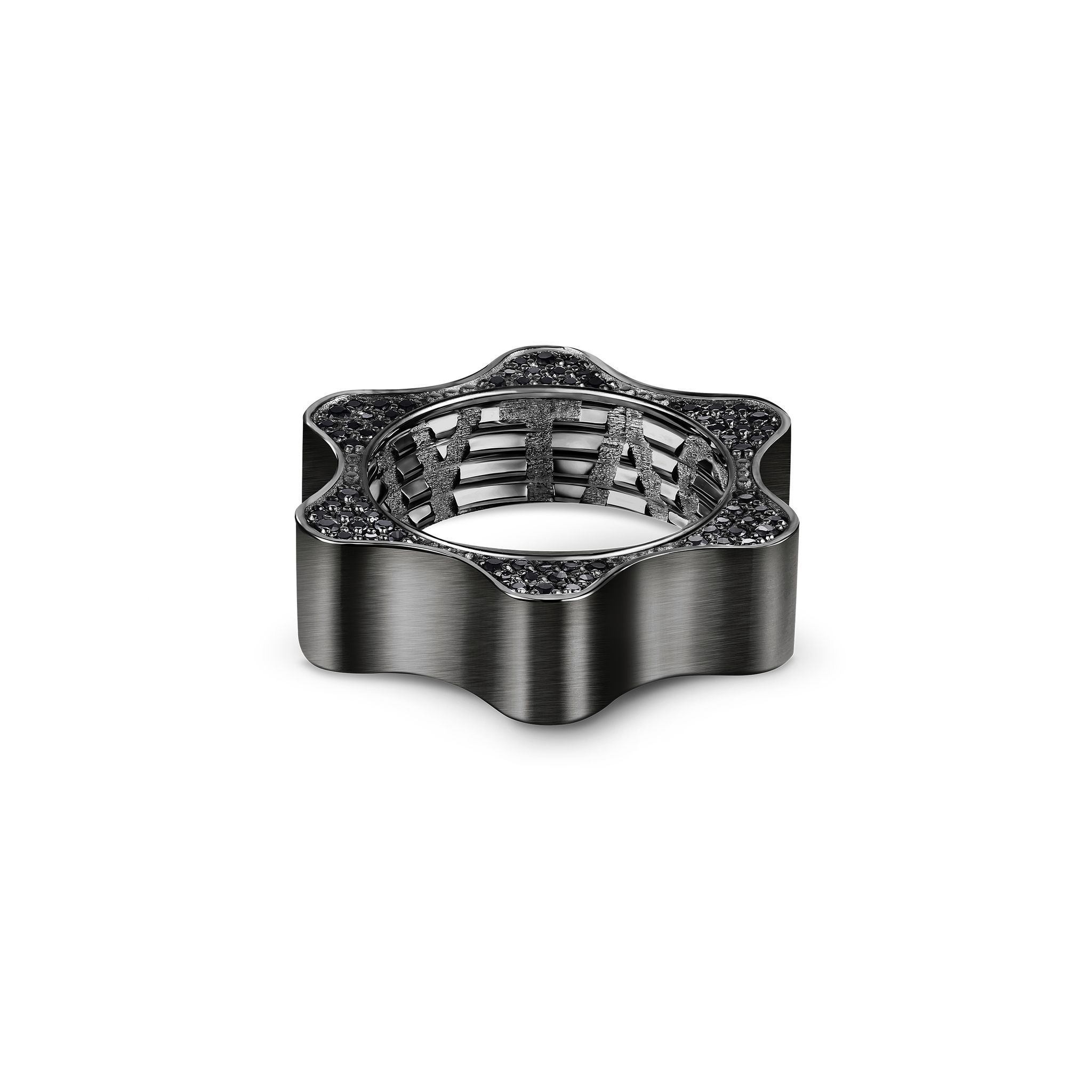 Obsidian Half Bedazzled Meatgrinder Ring | Аутло
