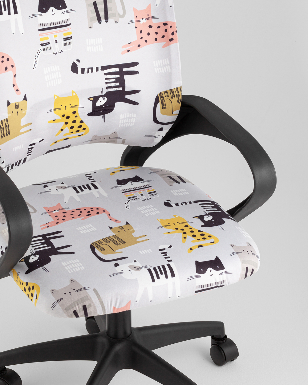 Кресло офисное TopChairs Simple SN Junior принт Blue Cats пластик черный