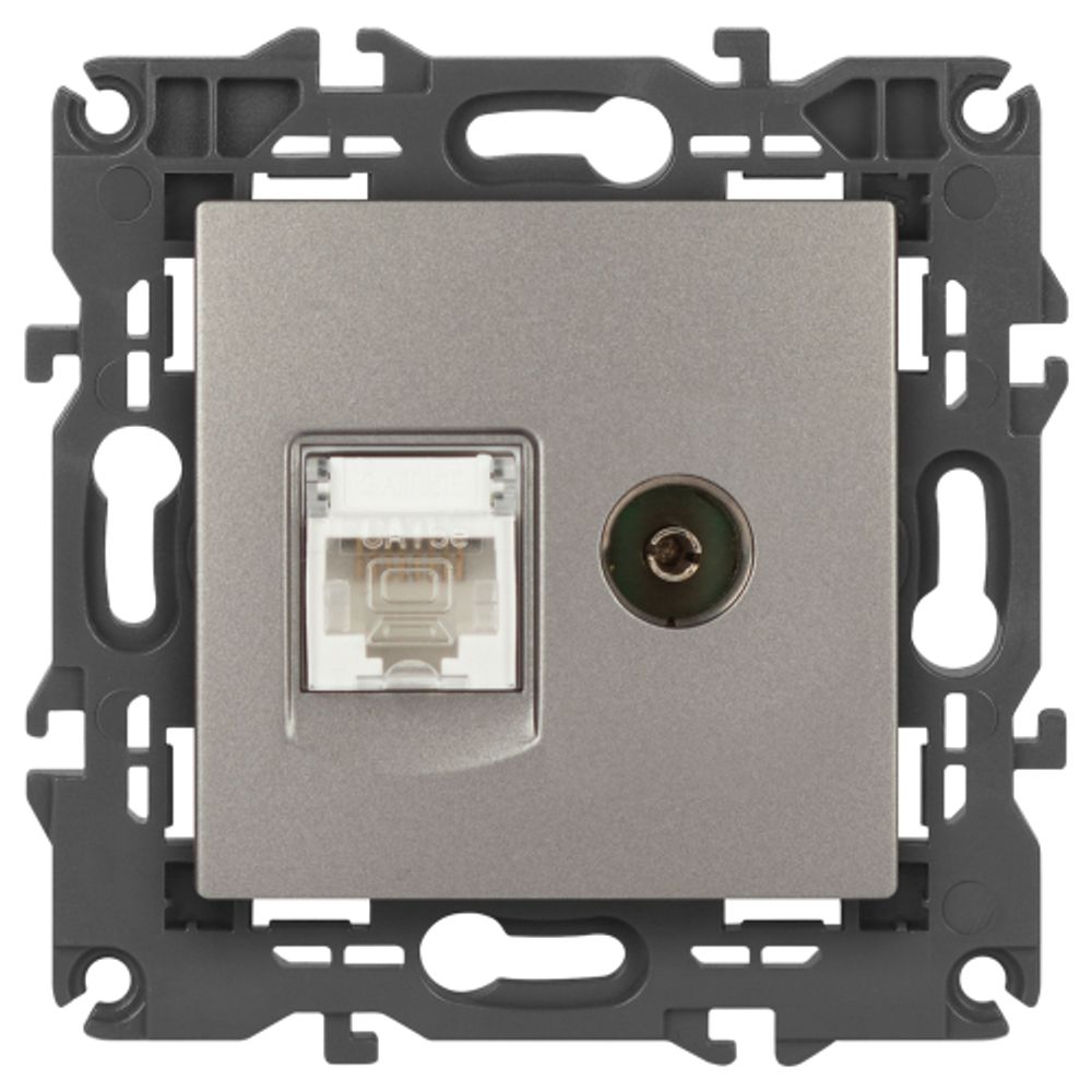Розетка ЭРА Elegance 14-3110-16 RJ45+TV, титан