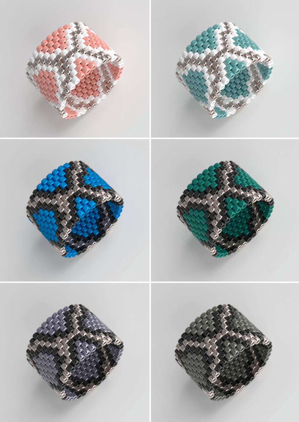 Схема кольца из бисера, узор PEYOTE, мозаичное плетение, четный счет, узор пейот из Miyuki Delica 11/0, файл PDF, RING_8