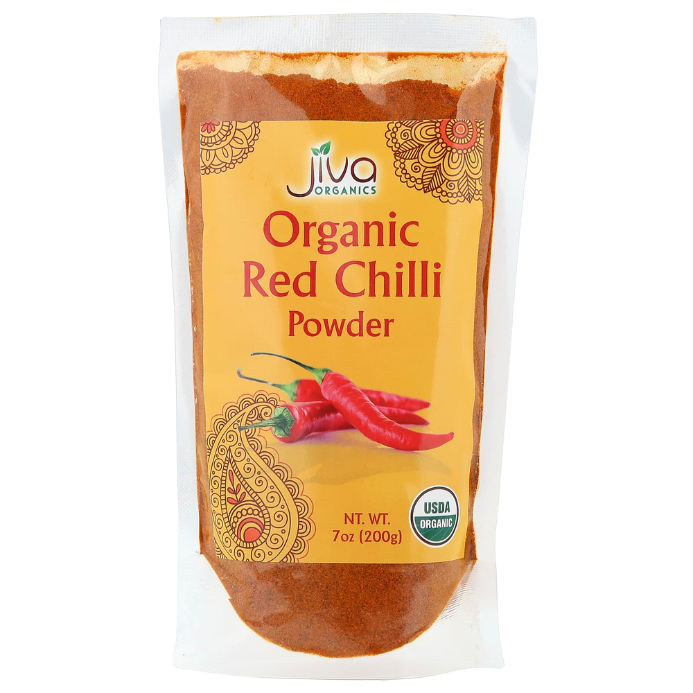 Jiva Organics, Органический порошок из красного перца чили, 200 г (7 унций)