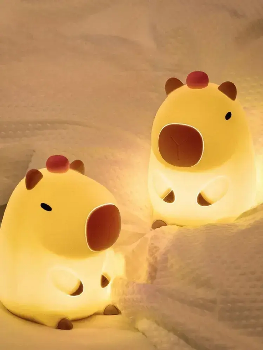 Детский ночник с таймером Капибара силиконовый, беспроводной светильник для малышей