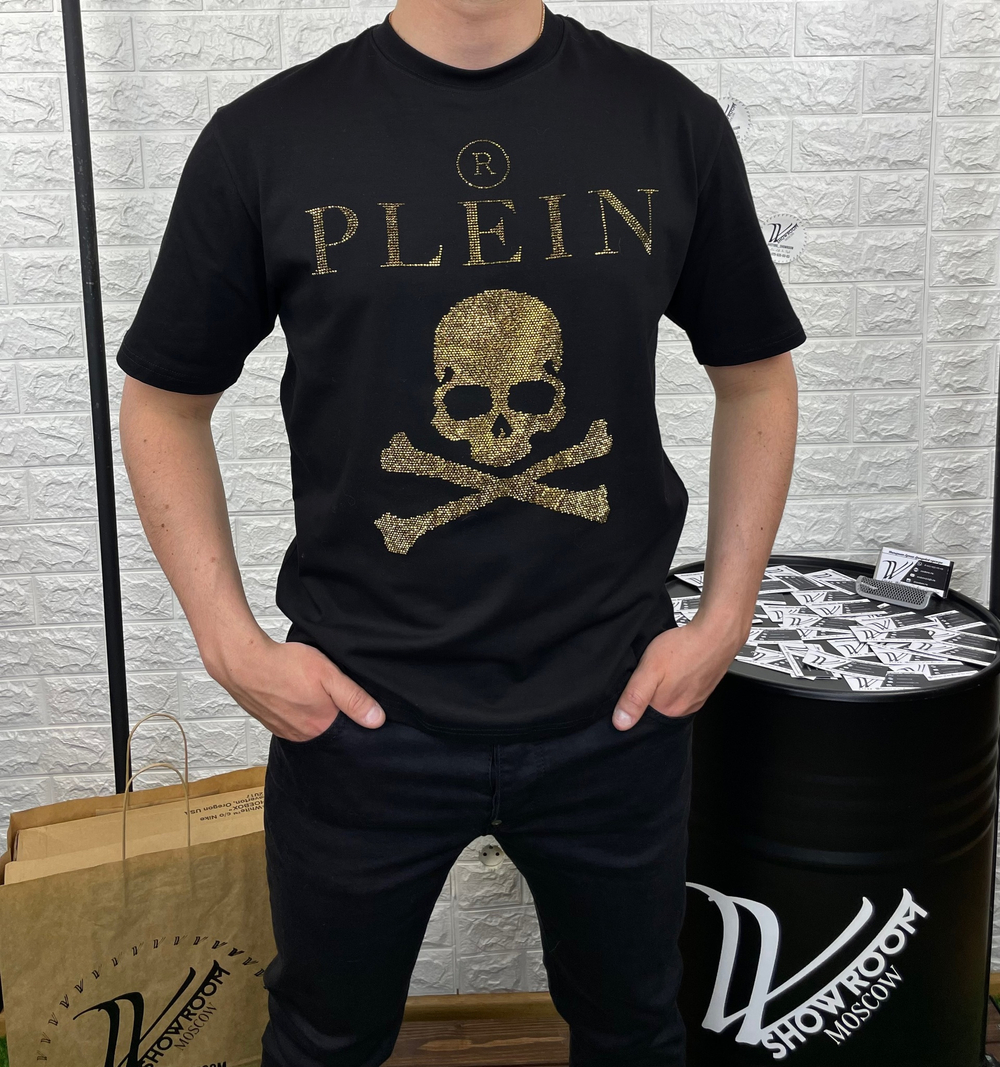 Футболка Philipp Plein Crystal gold skull