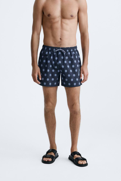 ZARA ПЛАВКИ С ПРИНТОМ СОЛНЦА, СИНИЙ / СЕРЫЙ