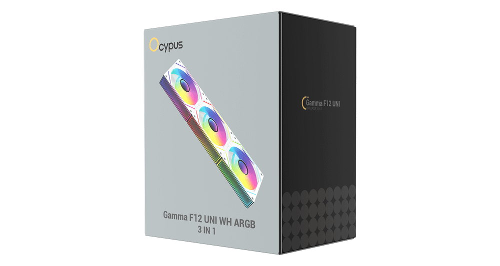 Вентилятор для корпуса Ocypus Gamma F12 UNI WH ARGB 3-IN-1 3x(123x120x25mm) 800-1800RPM 53CFM Белый