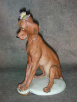 Статуэтка. Фарфор. Cобака с бабочкой на голове. Capodimonte. Италия