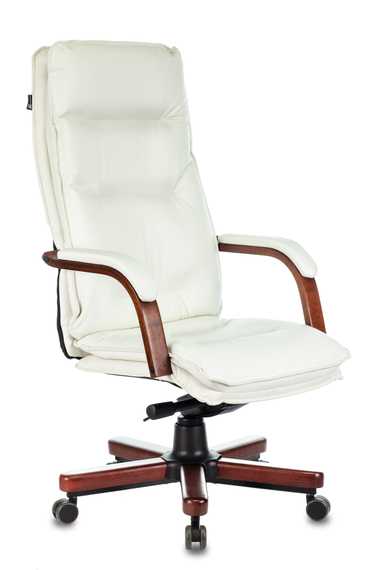Кресло руководителя Бюрократ T-9927Walnut слоновая кость кожа крестов. металл/дерево