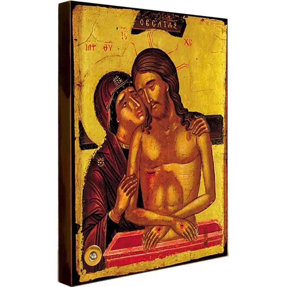 Не Рыдай Мене Мати (Оплакивание Христа). Копия афонской иконы с мощевиком.