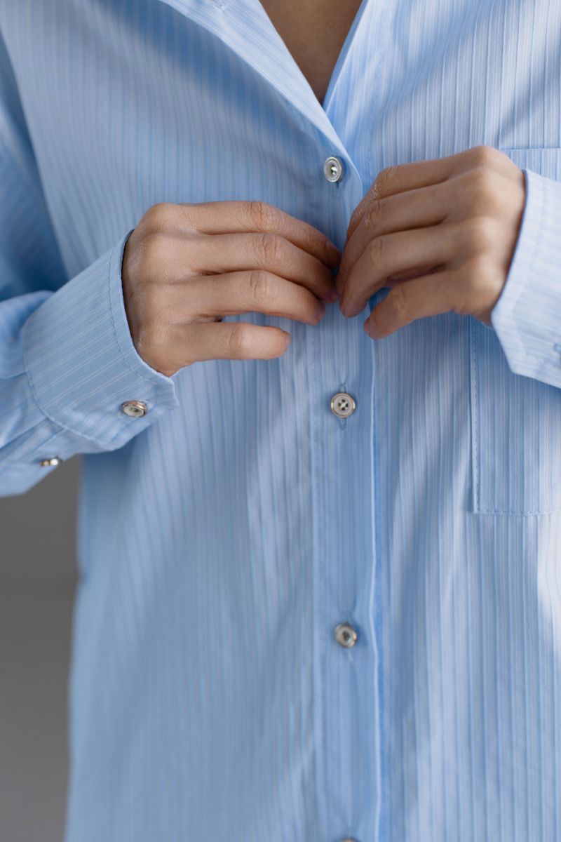 Рубашка из хлопка в полоску голубая