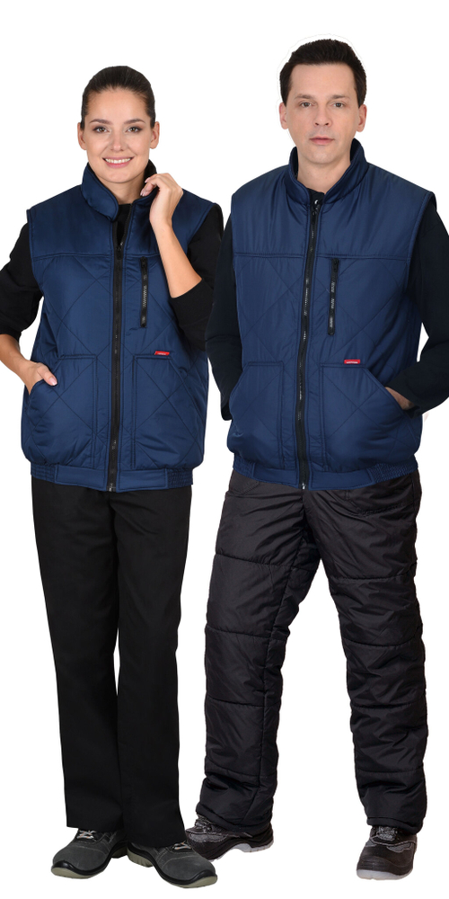 Жилет утепленный тёмно-синий с флисовой подкладкой