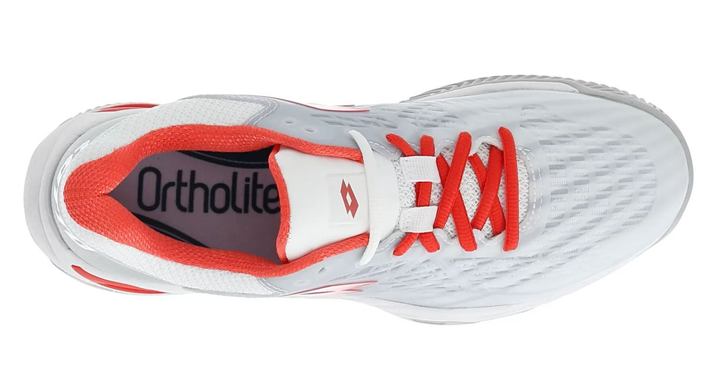 Женские Кроссовки теннисные Lotto Mirage 100 Clay - all white/red poppy