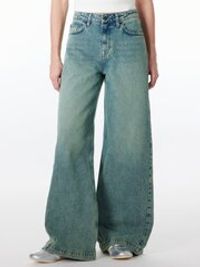 Джинсы широкие со смещенным боковым швом "Светло-синие" женские