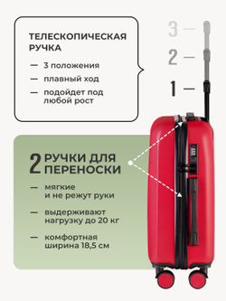 Чемодан S с кейсом в комплекте Красный