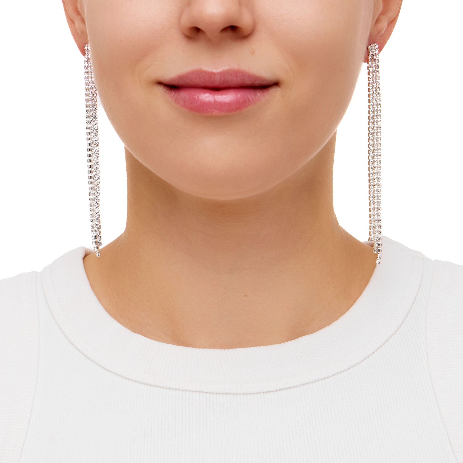 Серьги Short Medium Floating Crystals Earrings