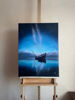 Картина маслом на холсте "Звёздный причал" 80х60 см. Деревянный подрамник. Художник Наталия Осадчук