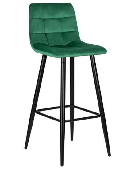 Стул барный DOBRIN NICOLE, черные матовые ножки, зелёный велюр (108-64)