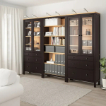 Шкаф со стеклянными дверцами - IKEA HEMNES/ХЕМНЭС  ИКЕА, 270x197х37 ,коричневый